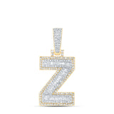 10kt Yellow Gold Mens Baguette Diamond Z Initial Letter Charm Pendant 5/8 Cttw