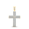 10kt Yellow Gold Mens Round Diamond Cross Charm Pendant 3/4 Cttw