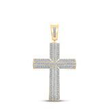 10kt Yellow Gold Mens Round Diamond Cross Charm Pendant 3/4 Cttw