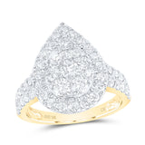 10kt Yellow Gold Womens Round Diamond Tear Cluster Ring 2 Cttw