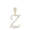 10kt Yellow Gold Mens Round Diamond Z Initial Letter Charm Pendant 7/8 Cttw