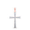 10kt Rose Gold Womens Round Diamond Cross Pendant 3/8 Cttw