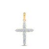 10kt Yellow Gold Womens Round Diamond Cross Pendant 3/8 Cttw