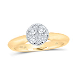 10kt Yellow Gold Womens Round Diamond Cluster Ring 1/2 Cttw