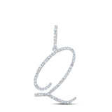 10kt White Gold Womens Round Diamond Q Initial Letter Pendant 1/2 Cttw