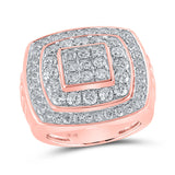 10kt Rose Gold Mens Round Diamond Square Ring 4 Cttw