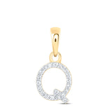10kt Yellow Gold Womens Round Diamond Q Initial Letter Pendant 1/20 Cttw