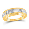 10kt Two-tone Gold Mens Round Diamond Pave Band Ring 1/6 Cttw