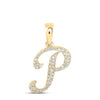 10kt Yellow Gold Womens Round Diamond P Initial Letter Pendant 1/8 Cttw