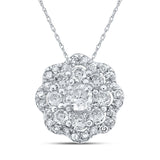 10kt White Gold Womens Round Diamond Cluster Pendant 1/4 Cttw