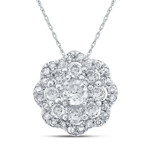 10kt White Gold Womens Round Diamond Cluster Pendant 1/4 Cttw