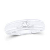 10kt White Gold Mens Princess Diamond Solitaire Band Ring 1/3 Cttw