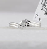 10kt White Gold Womens Round Diamond Solitaire Promise Ring 1/20 Cttw