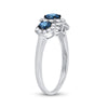 10kt White Gold Round Blue Color Enhanced Diamond 3-stone Bridal Wedding Ring 1 Cttw