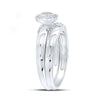 10kt White Gold Round Diamond Halo Bridal Wedding Ring Band Set 1/6 Cttw