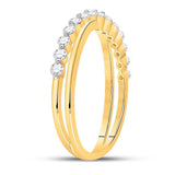 10kt Yellow Gold Womens Round Diamond Crossover Stackable Band Ring 1/3 Cttw