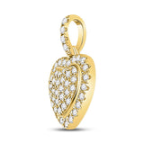 14kt Yellow Gold Womens Round Diamond Heart Pendant 1/4 Cttw