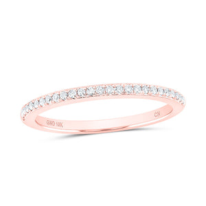 10kt Rose Gold Womens Round Diamond Single Row Stackable Band Ring 1/8 Cttw