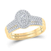 10kt Yellow Gold Round Diamond Halo Bridal Wedding Ring Band Set 1/2 Cttw