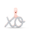 10kt Rose Gold Womens Round Diamond XO Fashion Pendant 1/10 Cttw