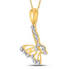 10kt Yellow Gold Womens Round Diamond Butterfly Pendant 1/20 Cttw