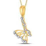 10kt Yellow Gold Womens Round Diamond Butterfly Pendant 1/20 Cttw