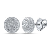 Sterling Silver Round Diamond Disk Circle Earrings 1/10 Cttw