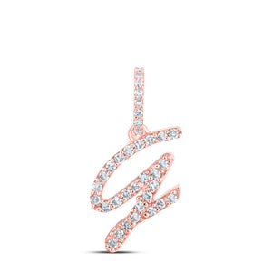 10kt Rose Gold Womens Round Diamond G Initial Letter Pendant 1/8 Cttw