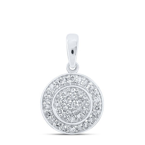 10kt White Gold Womens Round Diamond Cluster Pendant 1/3 Cttw