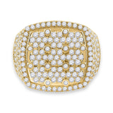 14kt Yellow Gold Mens Round Diamond Cluster Square Ring 3-3/8 Cttw
