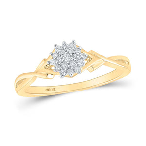 10kt Yellow Gold Womens Round Diamond Cluster Ring 1/10 Cttw