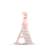 10kt Rose Gold Womens Round Diamond A Initial Letter Pendant 1/20 Cttw