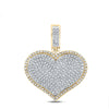 10kt Yellow Gold Mens Round Diamond Heart Charm Pendant 3/4 Cttw