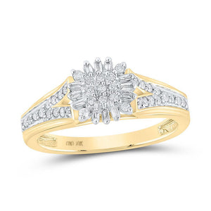 10kt Yellow Gold Womens Round Diamond Cluster Ring 1/4 Cttw