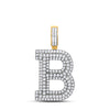 14kt Yellow Gold Mens Round Diamond B Initial Letter Charm Pendant 2 Cttw