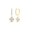 10kt Yellow Gold Womens Round Diamond Clover Heart Hoop Dangle Earrings 1/3 Cttw