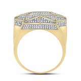 10kt Yellow Gold Mens Round Diamond Star Statement Ring 1 Cttw