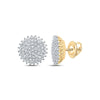 10kt Yellow Gold Womens Round Diamond Cluster Earrings 3/8 Cttw