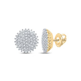 10kt Yellow Gold Womens Round Diamond Cluster Earrings 3/8 Cttw