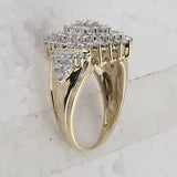 10kt Yellow Gold Womens Round Baguette Diamond Concentric Oval Cluster Ring 1 Cttw