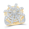 14kt Yellow Gold Mens Baguette Diamond Cluster Ring 6-1/2 Cttw