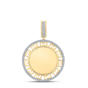 10kt Yellow Gold Mens Round Diamond Memory Circle Charm Pendant 1/5 Cttw