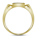 10kt Yellow Gold Mens Round Diamond Square Cluster Ring 1/4 Cttw