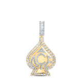 10kt Yellow Gold Mens Round Diamond ACE Spade Charm Pendant 2-1/4 Cttw