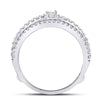14kt White Gold Womens Baguette Diamond Wrap Ring Guard Enhancer 3/4 Cttw