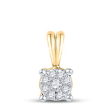 10kt Yellow Gold Womens Round Diamond Cluster Pendant 1/12 Cttw