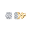 14kt Yellow Gold Round Diamond Cluster Earrings 1/4 Cttw