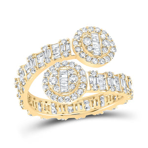 10kt Yellow Gold Womens Baguette Diamond Circle Cuff Band Ring 1 Cttw