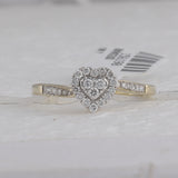 10kt Yellow Gold Womens Round Diamond Heart Ring 1/4 Cttw