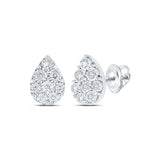 10kt White Gold Womens Round Diamond Teardrop Earrings 1/5 Cttw